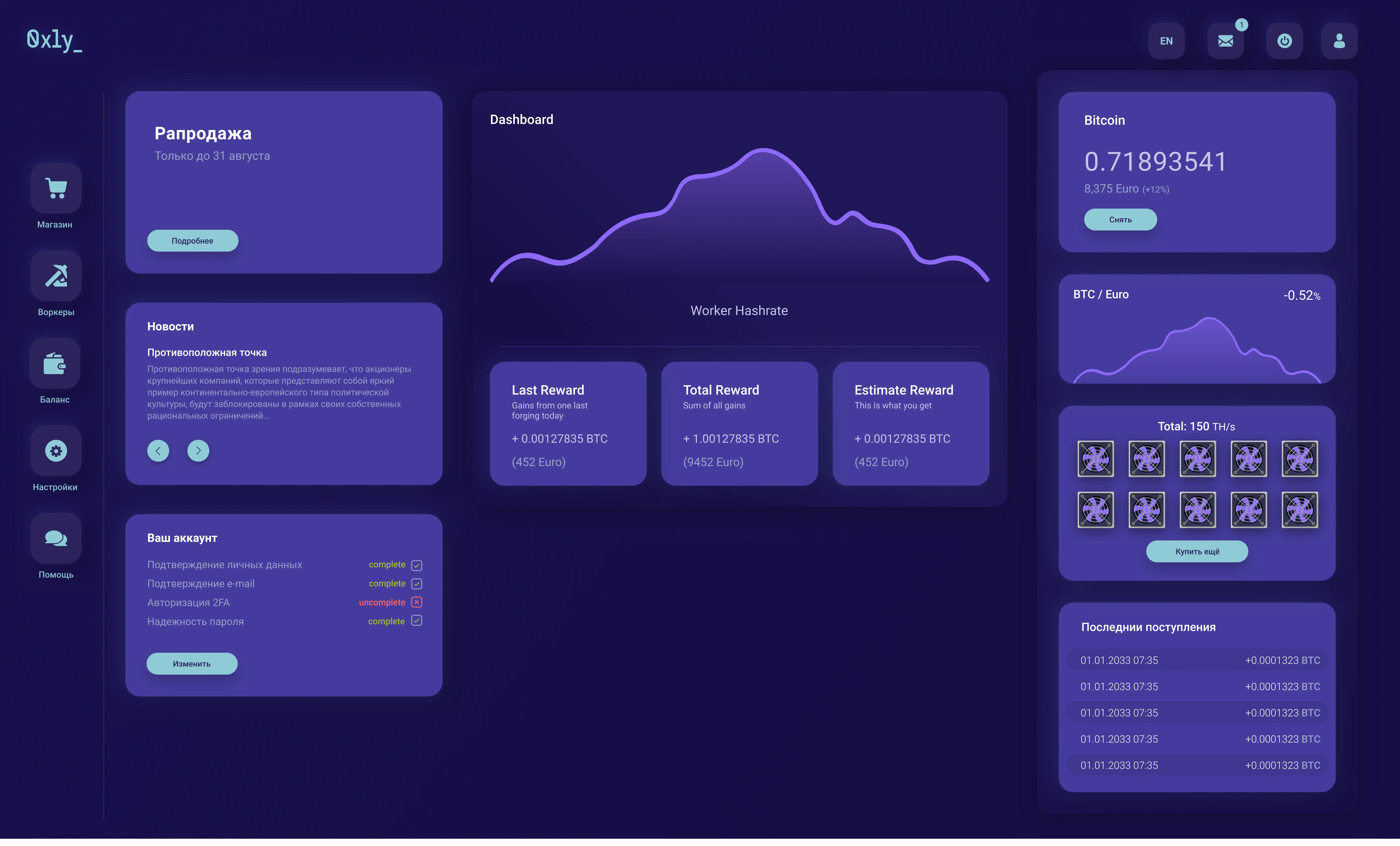 Oxly dashboard